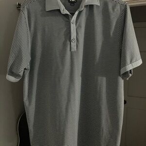 FootJoy Men's Polo Shirt - Gray and White Stripes